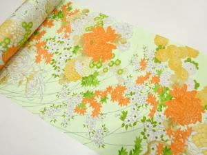 アンティーク　菊に紅葉・楓模様　はぎれ反物